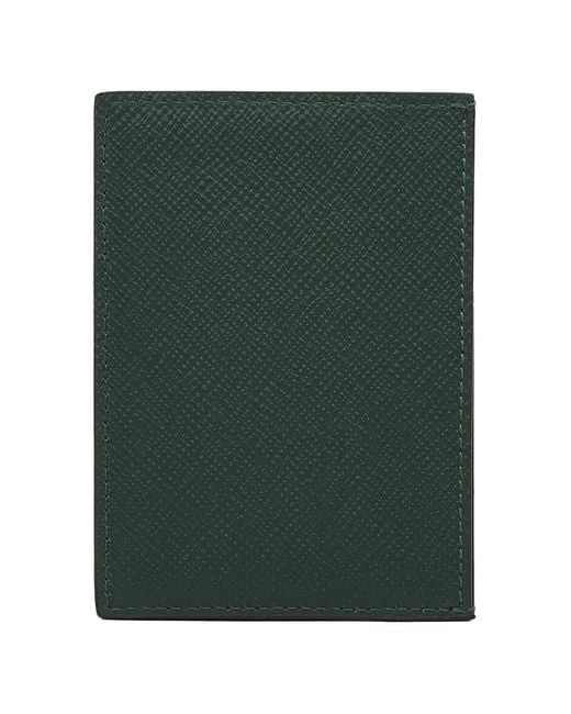 Smythson Green Large Panama Flat Cardholder