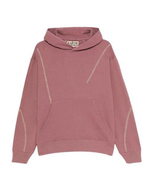 Felpa Con Cappuccio di Kartik Research in Pink da Uomo