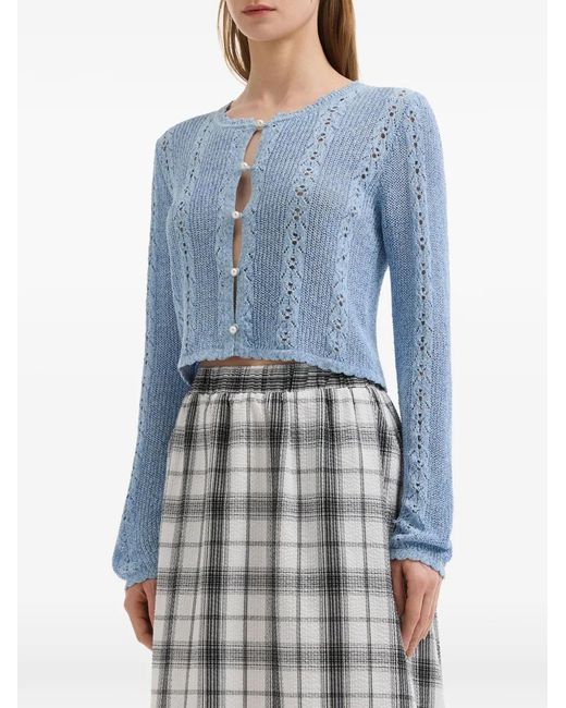 B+ AB Blue Pearl-Button Cardigan