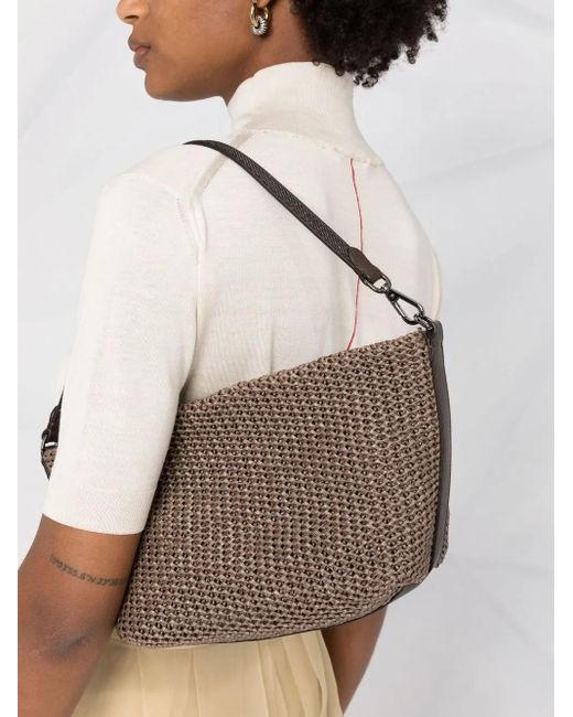 Brunello Cucinelli Brown Raffia-Effect Shoulder Bag