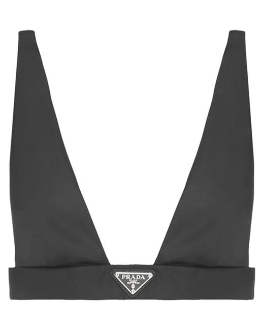 Prada Black Re-nylon Logo-plaque Bralette