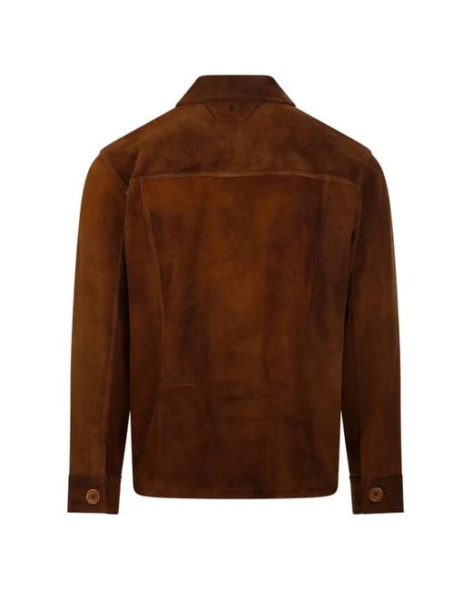 Salvatore Santoro Brown Suede Patch-Pocket Jacket for men