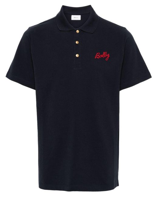 Bally Poloshirt mit Logo-Stickerei in Blue für Herren