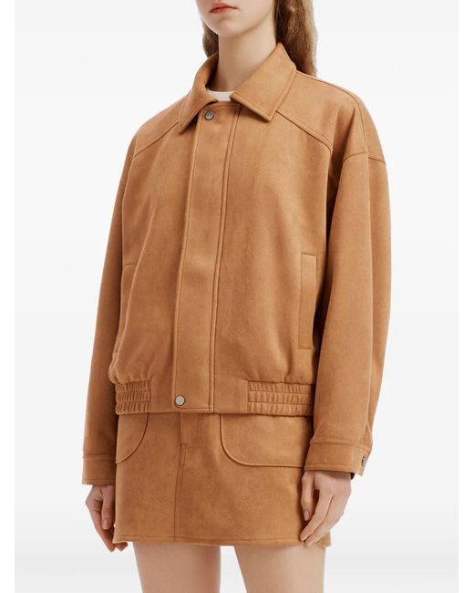 B+ AB Brown Elasticated-Hem Jacket
