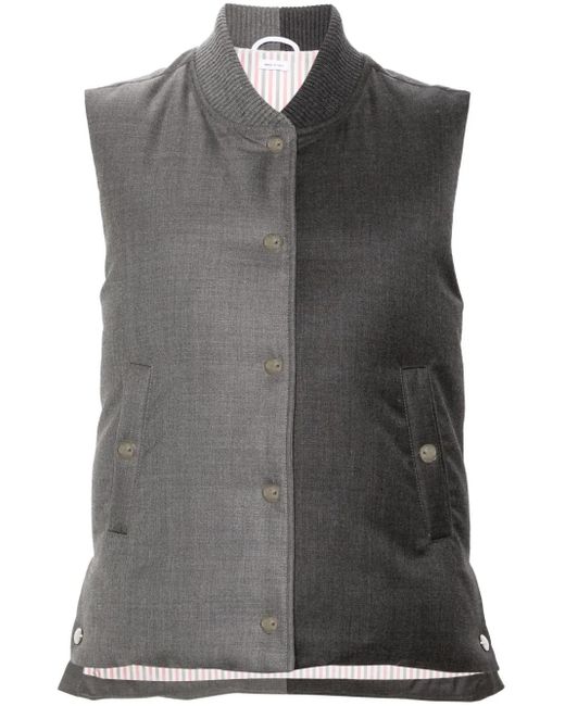 Chaleco Con Cuello De Béisbol Thom Browne de color Gray