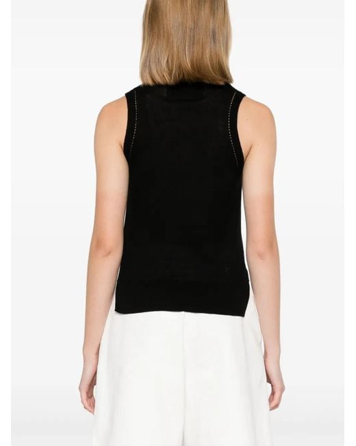 Ermanno Scervino Black Lace-Panel Fine-Knit Top