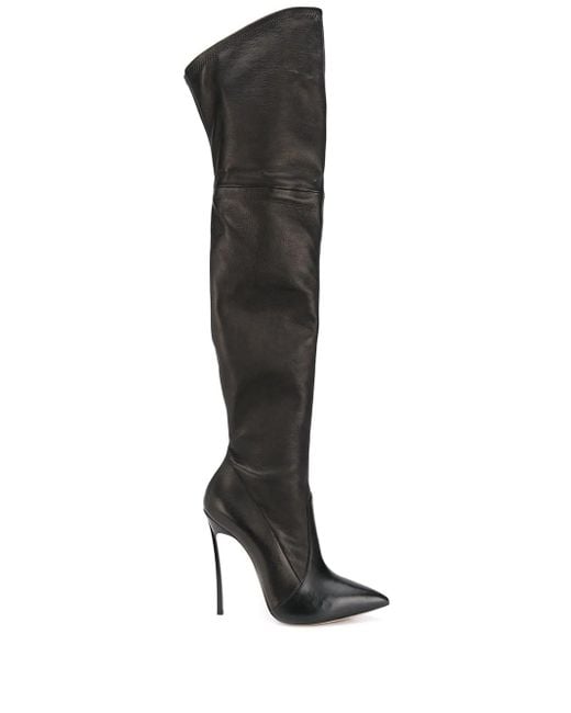 Casadei Black Blade Thigh-High Boots