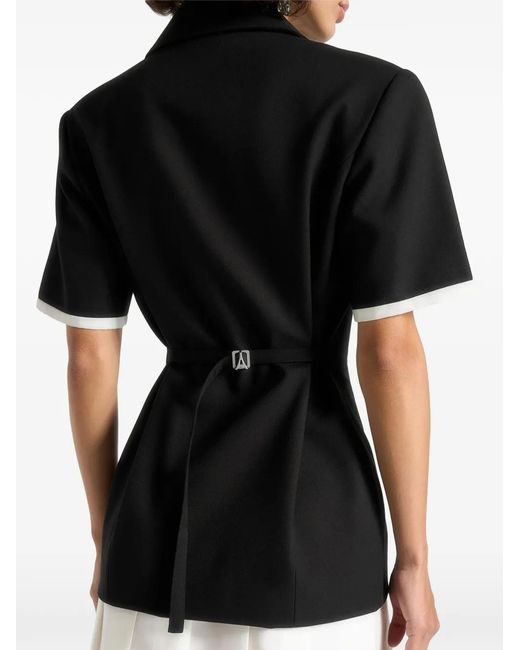 Manière De Voir Black Baya Tailored Cinch Waist Pleated Blazer Dress