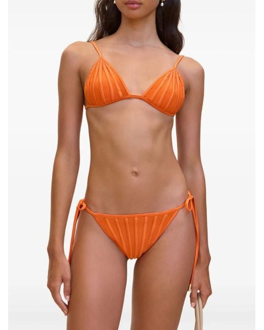 Cult Gaia Orange Bas De Bikini Plissé