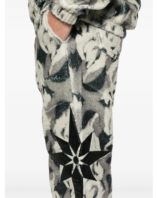 Kusikohc White Patterned Fleece Trousers for men