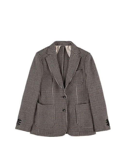 Fortela Brown Blazer Benjamin À Simple Boutonnage Et À Motif Pied-De-Poule