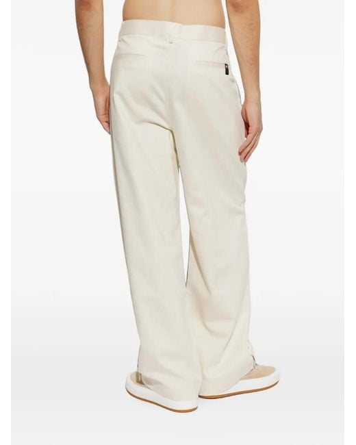 Palm Angels White Press-Stud Straight-Leg Trousers for men
