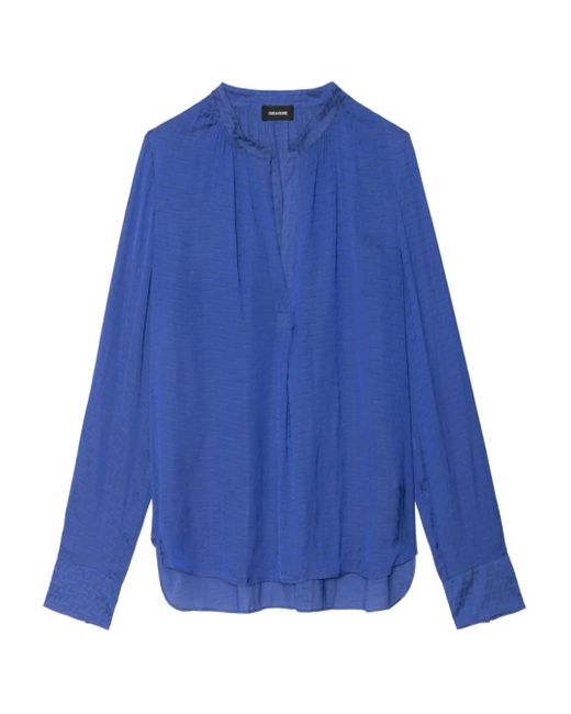 Top A Maniche Lunghe Con Scollo A V di Zadig & Voltaire in Blue