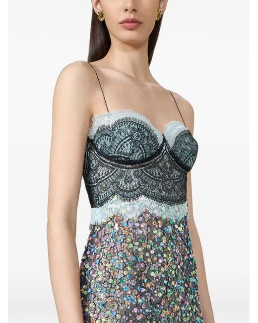 Costarellos White Lindra Lace Sequined Midi Dress