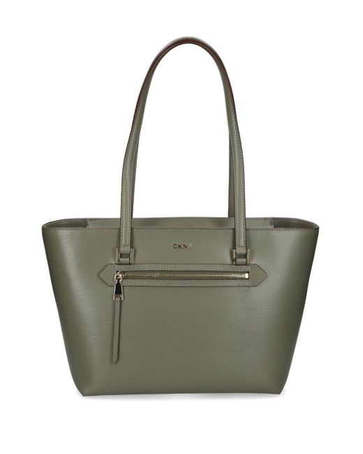 DKNY Bryant レザー ショルダー バッグ グレー シルバー チェーン