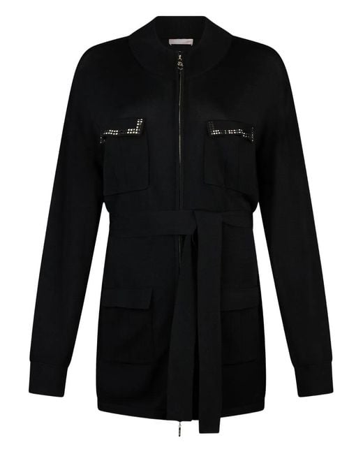 Liu Jo Black Cardigan With Zip And Belt