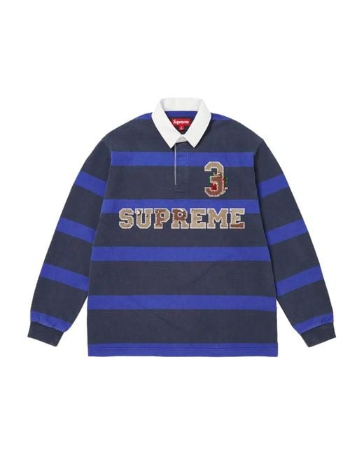Supreme Striped Polo Shirt in Blue for Men | Lyst