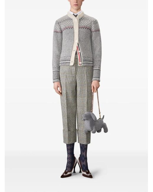 Thom Browne Gray Fair Isle-Knit Cardigan