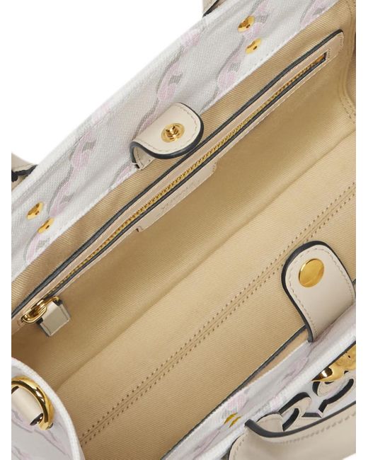 Versace White Kleine Chain Stripes La Medusa Tote Bag