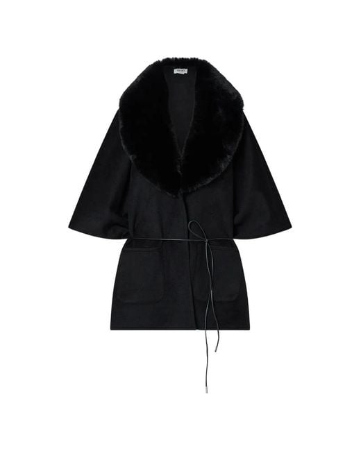 Liu Jo Black Synthetic-Shearling Poncho