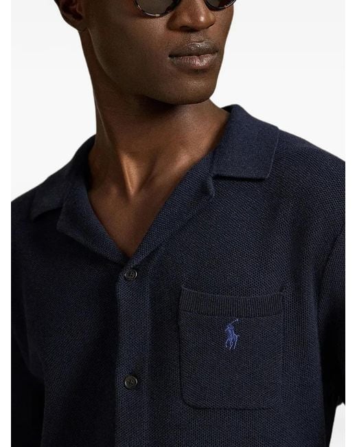 Polo Ralph Lauren Blue Logo-Embroidered Piqué Shirt for men