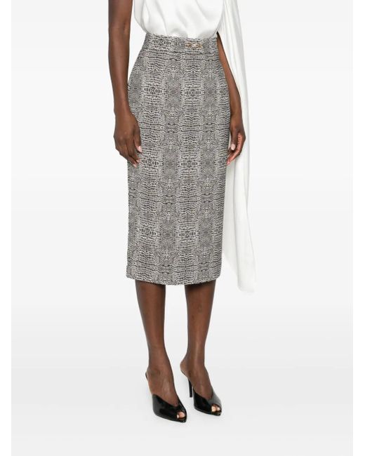 Elisabetta Franchi Gray Python-Print Skirt