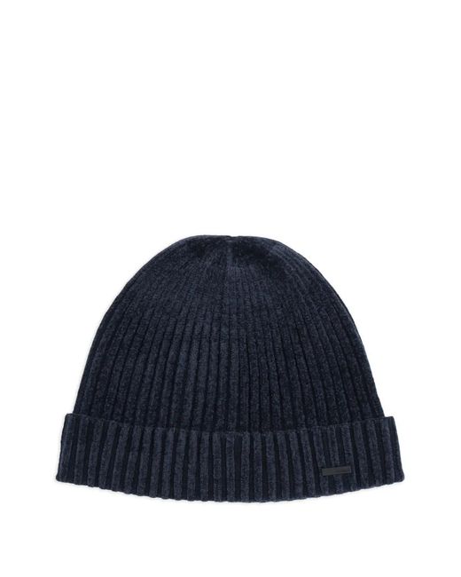 Rrd Blue Velvet-Effect Ribbed Beanie for men