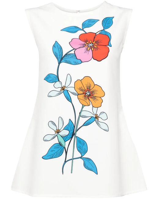 Bambah Blue Hibiscus Sleeveless Tunic