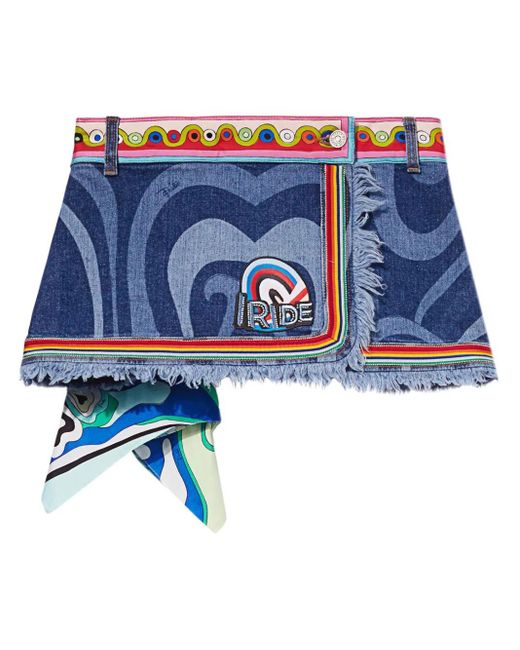 Emilio Pucci Blue Jeansrock mit Marmo-Print