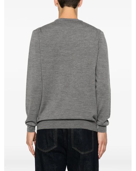 SERGIO MORETTI FIRENZE Gray Crew Neck Ribbed-Trim Sweater for men