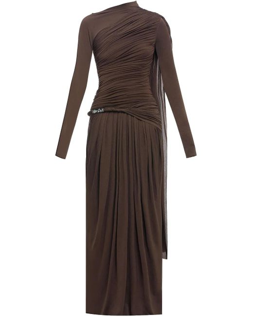 Chats by C.Dam Brown Draped-Detail Dress