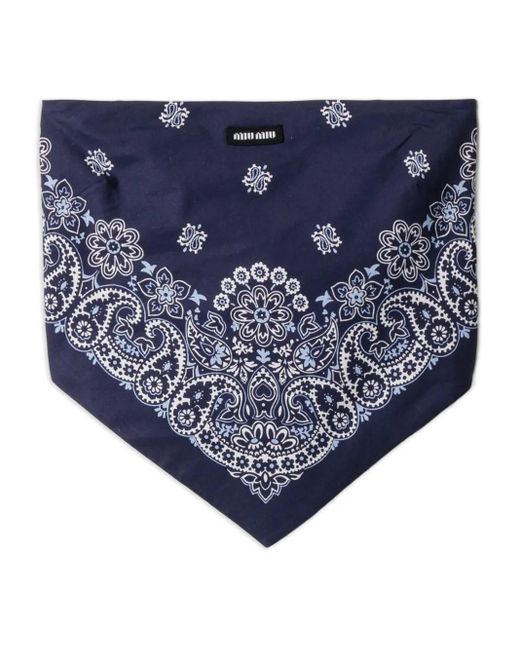Miu Miu Blue Bandana-Oberteil Aus Popeline