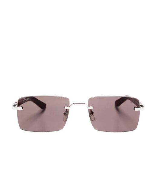 Cartier Pink Rectangle-Frame Sunglasses