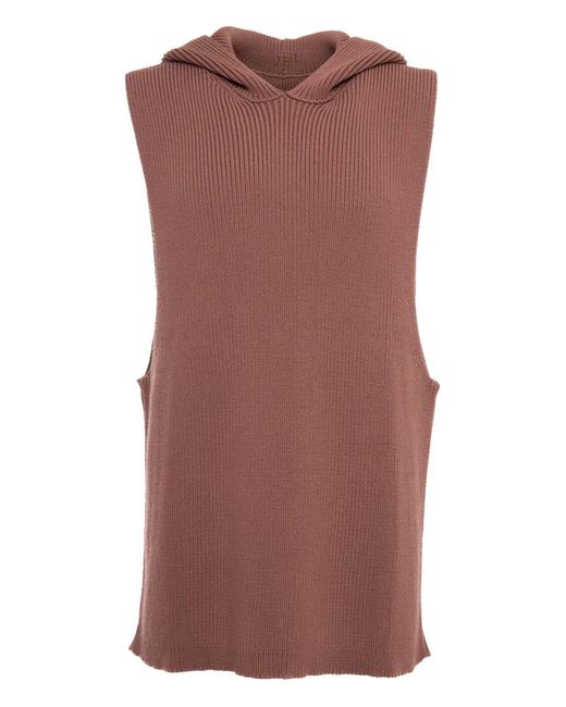 Rick Owens Brown Ribbed Tank Hoodie for men