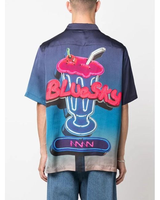 BLUE SKY INN Blue Logo-Print Short-Sleeved Shirt for men