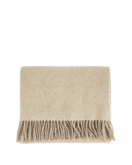 Fabiana Filippi Natural Geometric Jacquard Fringed Throw