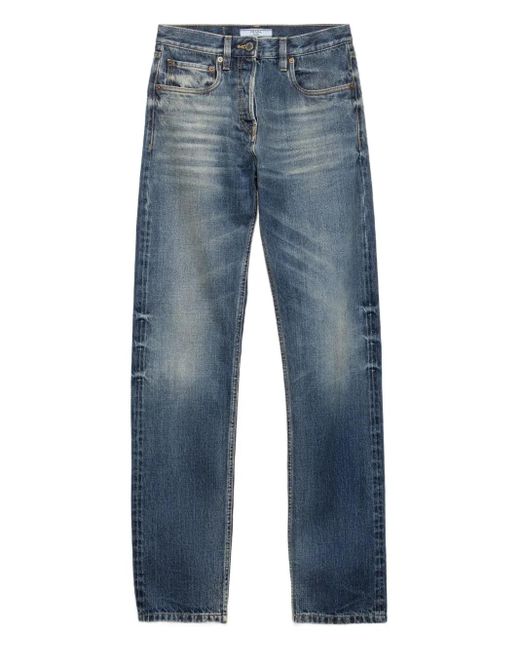 Prada Blue Tapered Washed Jeans