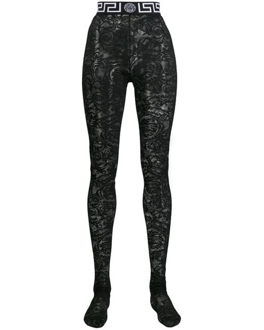 Versace Synthetic Baroque Print Tights in Black - Lyst
