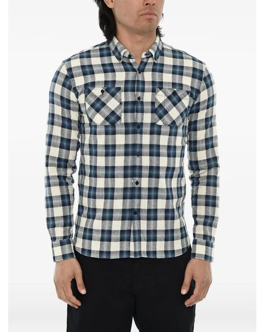Woolrich Blue Checked Button-Down Shirt for men