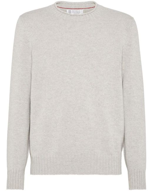 Brunello Cucinelli White Cashmere Jumper for men