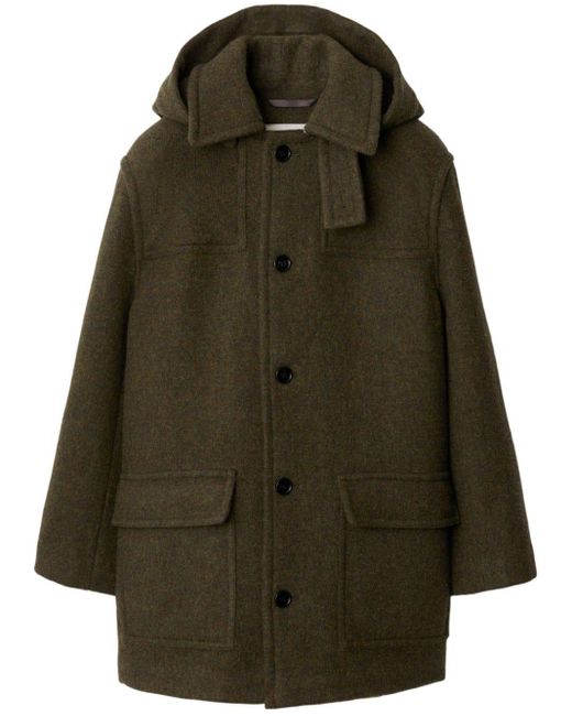 Abrigo con capucha y botones Burberry de hombre de color Verde | Lyst