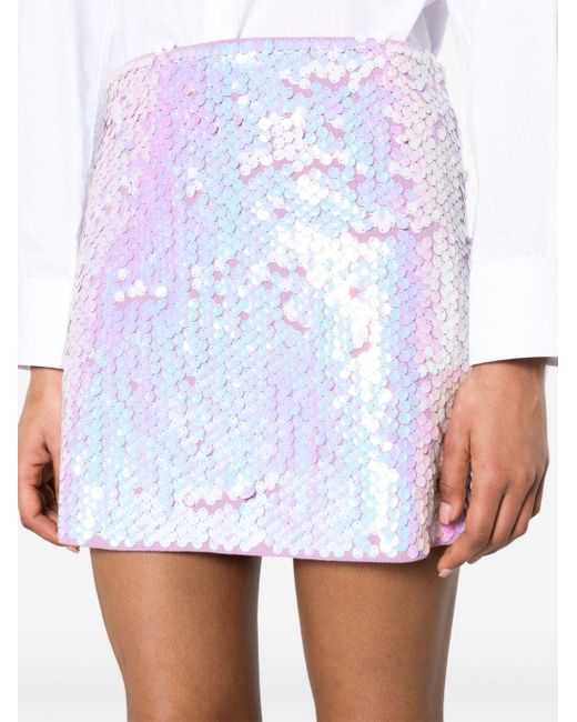Maje White Sequin-embellished Knitted Skirt