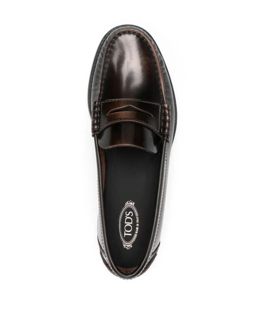 Tod's Black Brushed-Leather Loafers