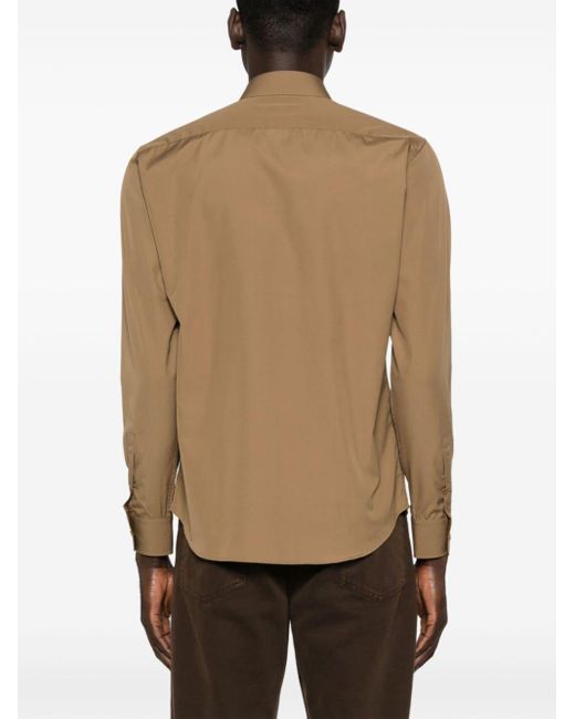 Sandro Brown Poplin Cotton Shirt for men