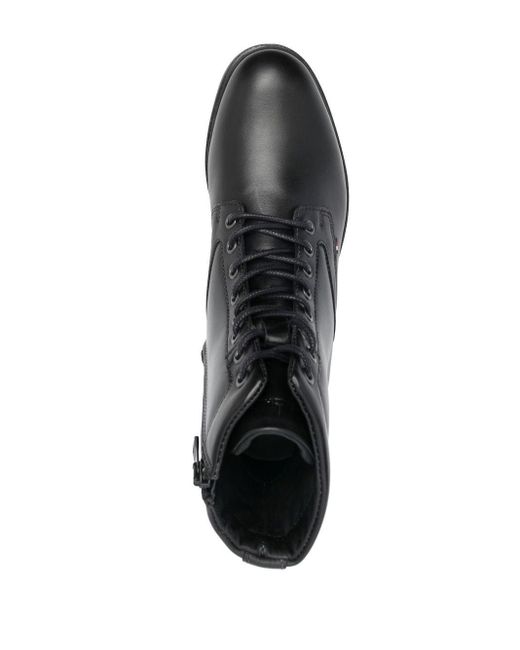Tommy Hilfiger Lace-up Leather Boots in Black for Men | Lyst