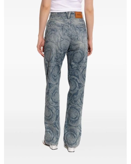 Versace Blue Baroque-Patterned Jeans