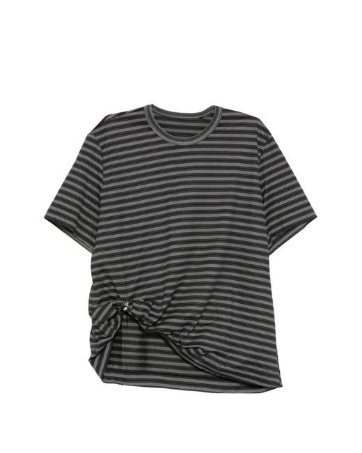 JNBY レディース ブラック ストライプ Tシャツ ヤマダウェブコム