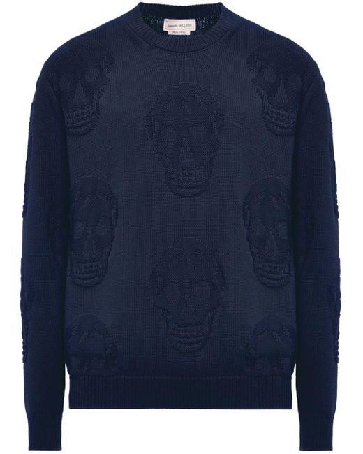Jersey texturizado Skull Alexander McQueen de hombre de color Blue