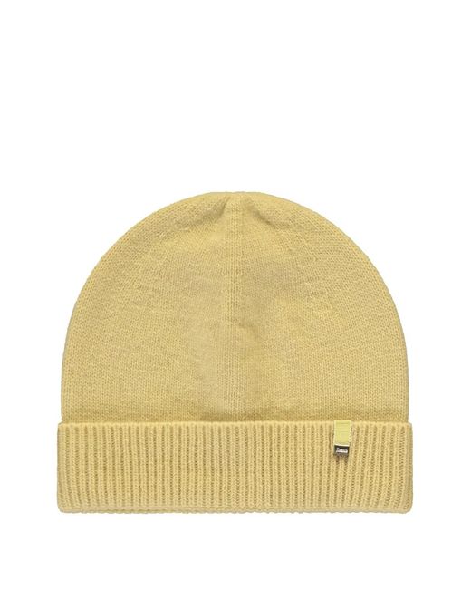 Herno Yellow Knitted Logo-Plaque Beanie Hat