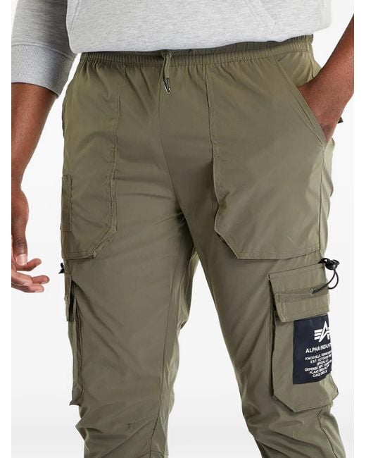 Alpha Industries Green Logo-Patch Cargo Pants for men